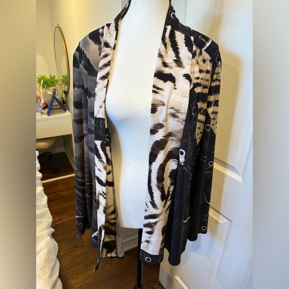 Frank Lyman Animal Print Open Cardigan Jacket | Size 14 | Made in Canada - Picture 6 of 7